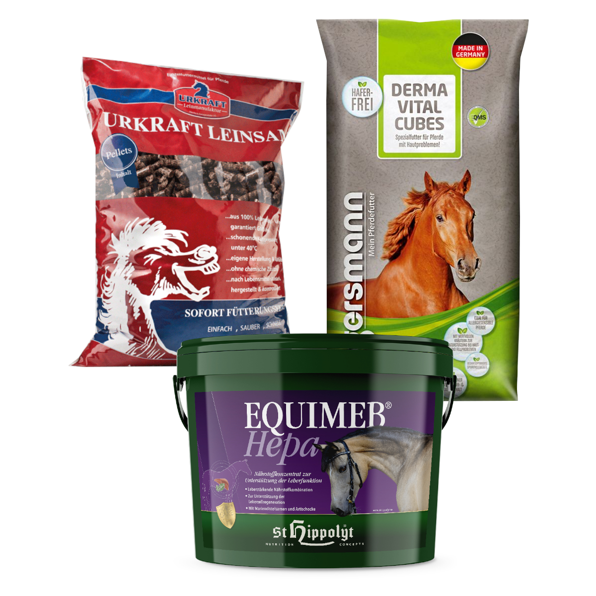 Fellwechsel-Bundle für Pferde | Leinsamen, Derma Vital & Leber-Kräuter