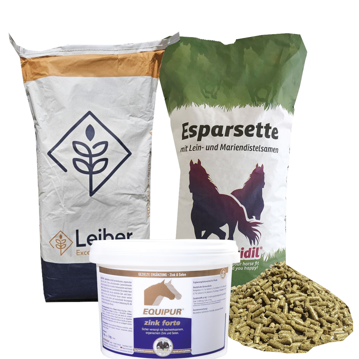 Fellwechsel-Bundle für Pferde | Esparsette, Bierhefe & Zink Pellets