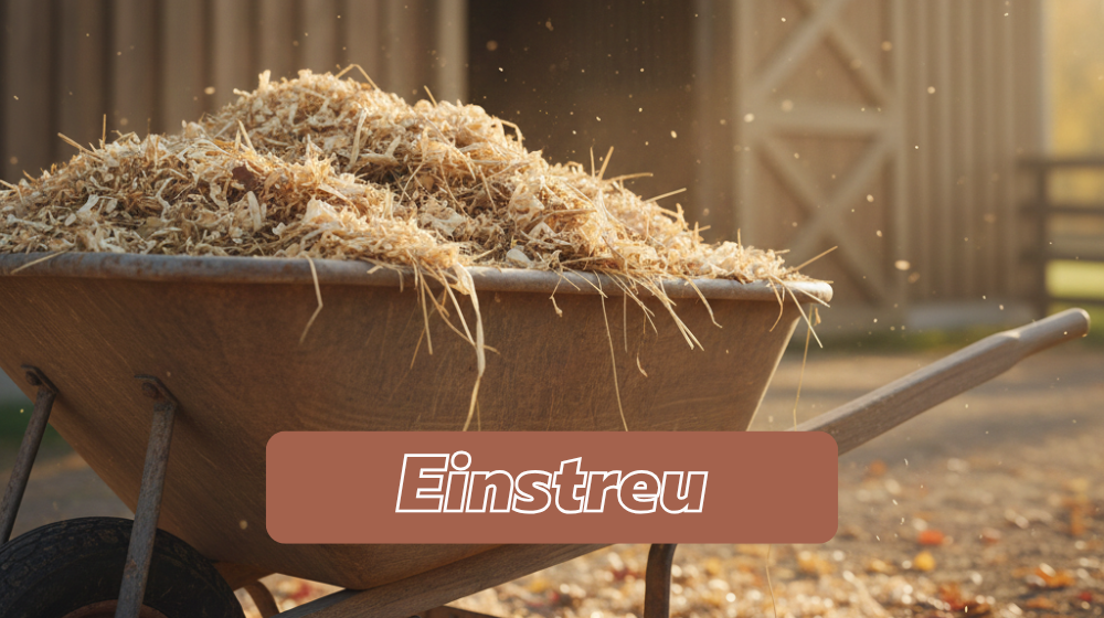 Schubkarre gefüllt mit frischen Einstreu - Produkte für Pferde