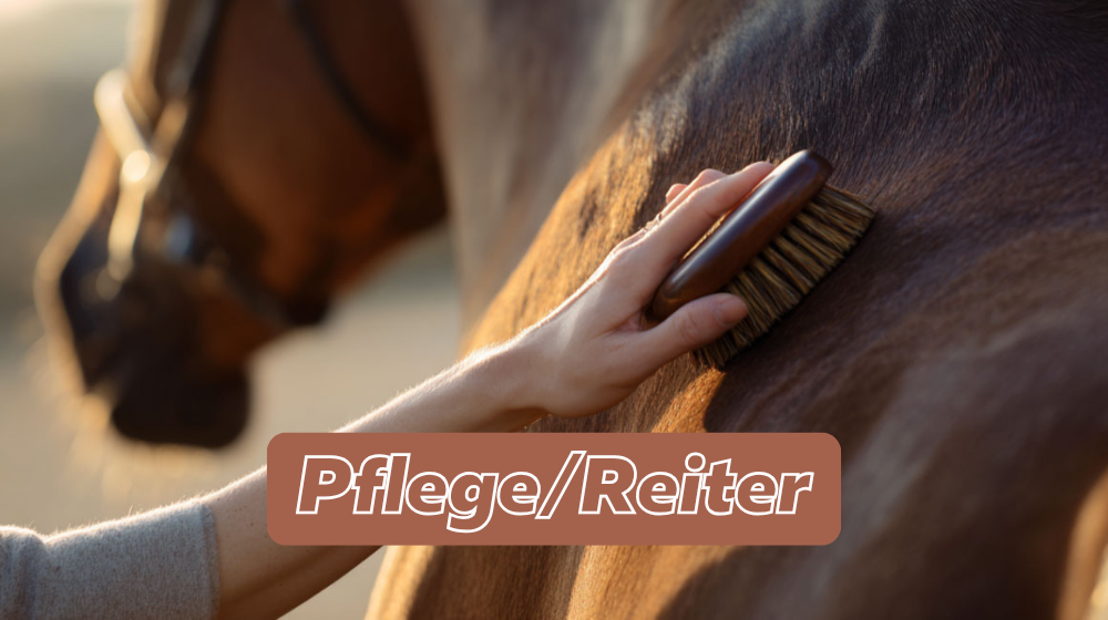 Pferd wird mit Bürste geputzt - Produkte für Pferdepflege und Reiterbedarf