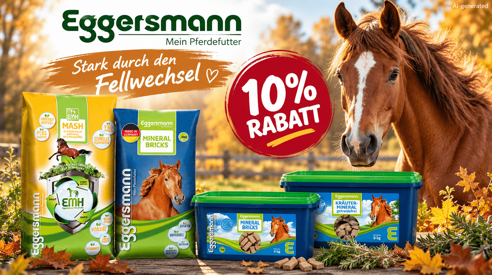 Ausgewählte Eggersmann Pferdefutter-Produkte für den Fellwechsel mit 10 % Rabatt