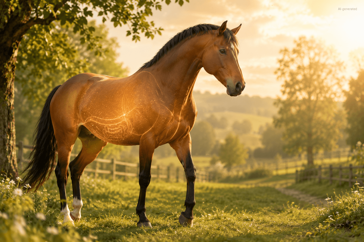 Pferd mit Themen rund um Körperfunktionen, Verdauung, Stoffwechsel, Muskulatur, Kreislauf und Bewegungsapparat