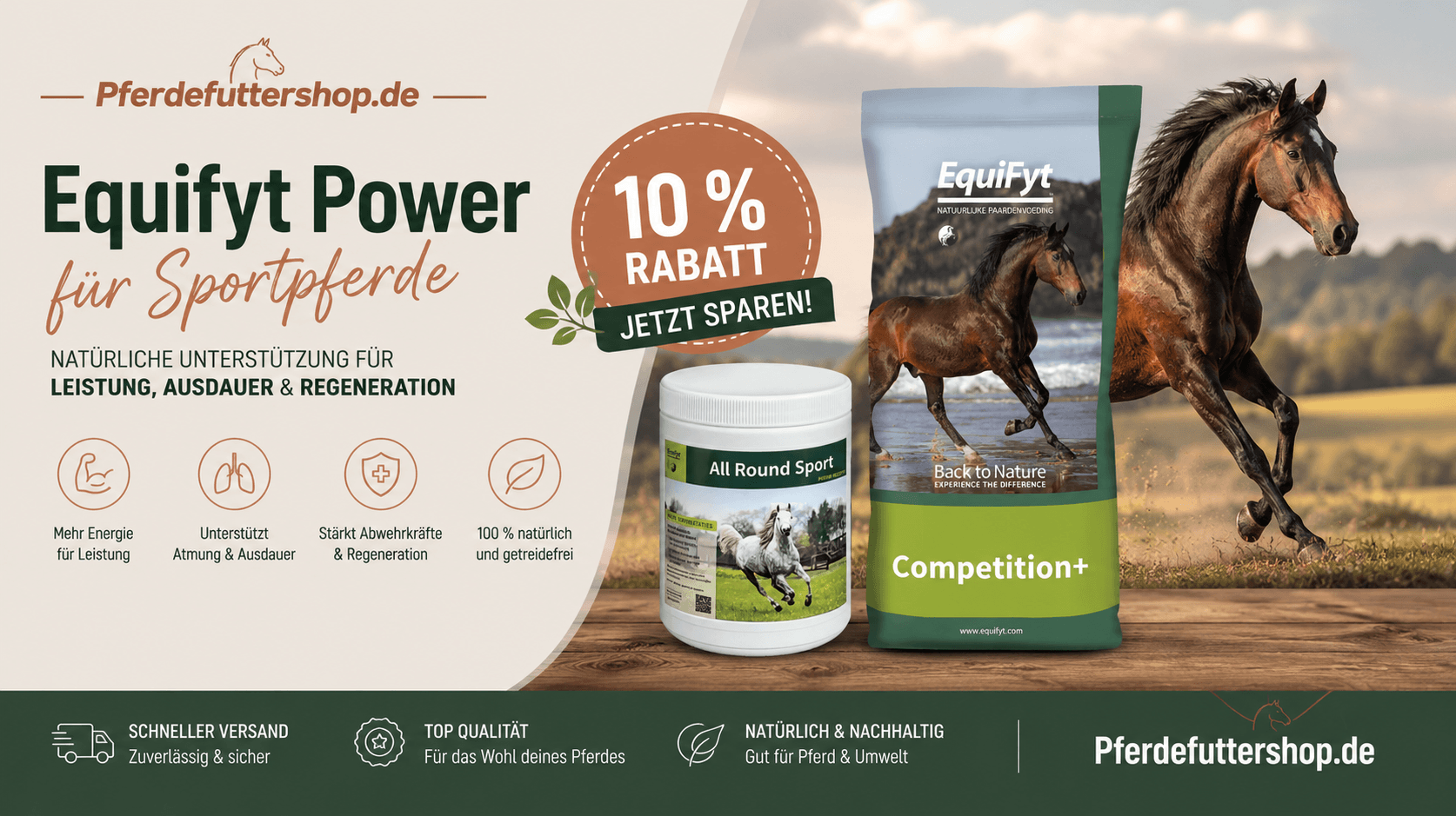 EquiFyt Competition+ und All Round Sport – natürliche Unterstützung für Leistung, Ausdauer und Regeneration von Sportpferden