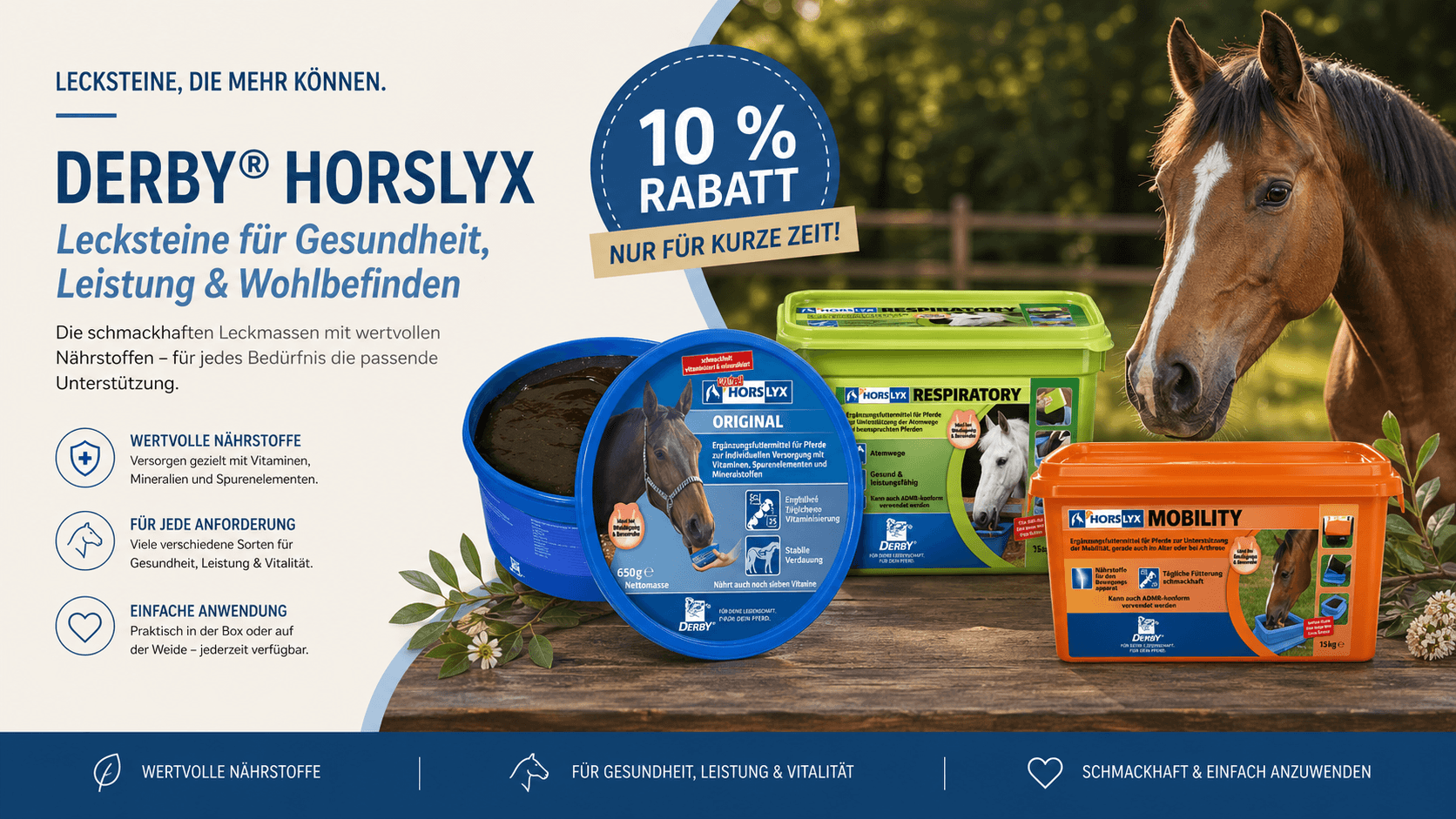 Derby Horslyx Lecksteine für Pferde – verschiedene Varianten für Gesundheit, Leistung und Vitalität