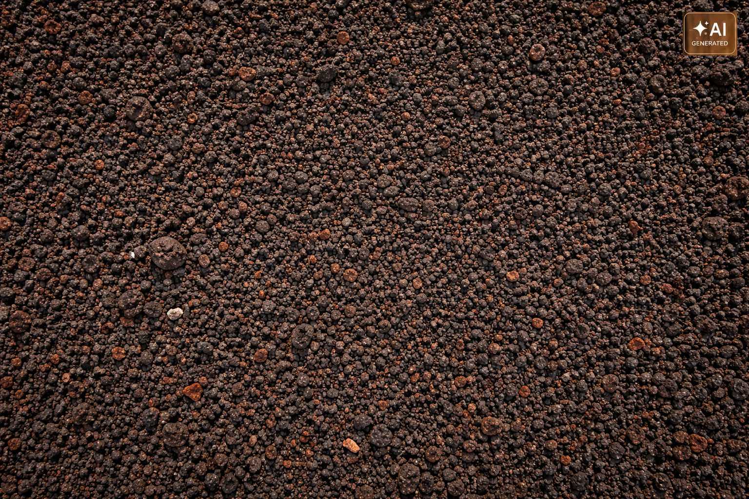 Feinkörniges dunkles Lavagranulat als mineralisches Gartenmaterial