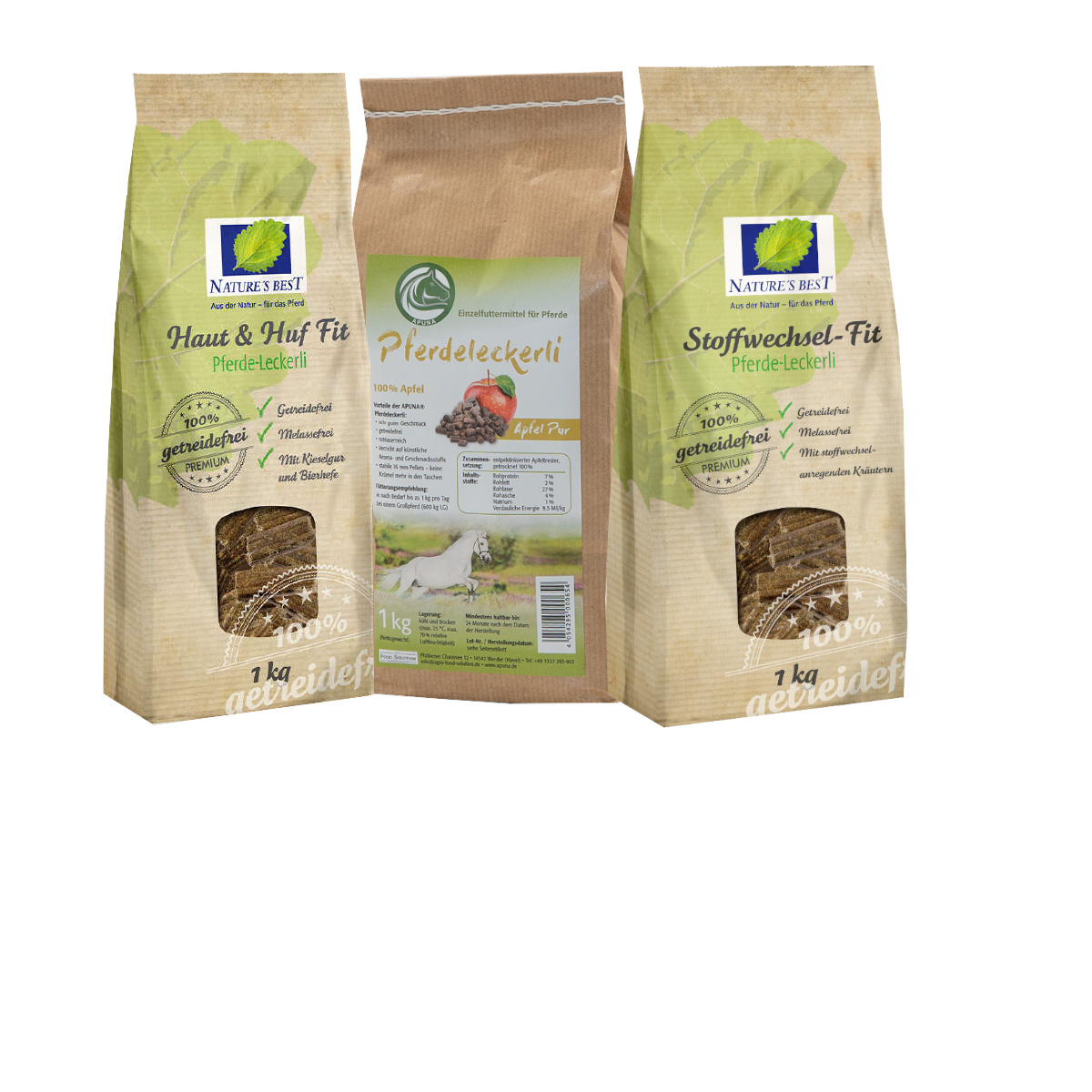Fellwechsel-Leckerli-Bundle für Pferde | Apuna & Natures Best Fit-Snacks