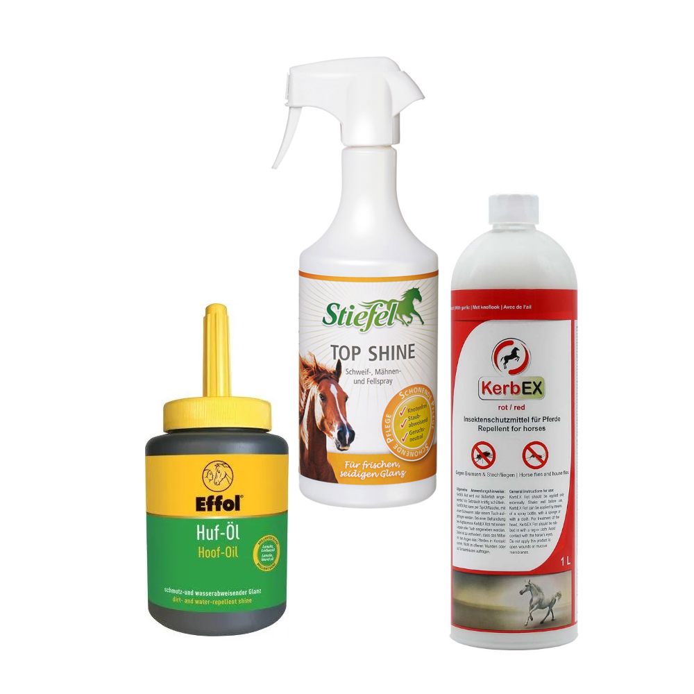 Pflegemittel Bundle – Rundum-Pflege für Fell, Hufe und Insektenschutz