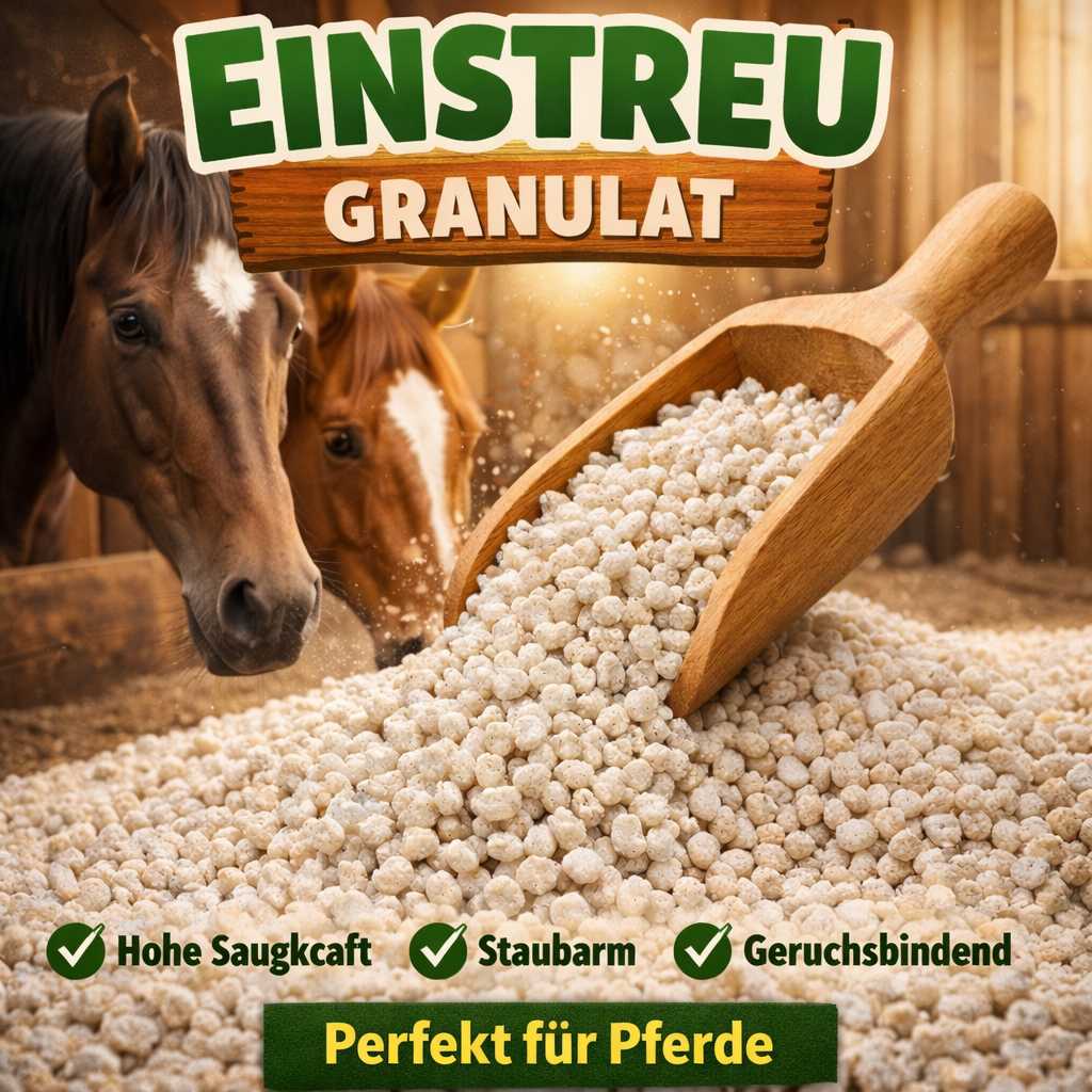 Einstreu Granulat für Pferdestall mit hoher Saugkraft, staubarm und geruchsbindend für Pferde
