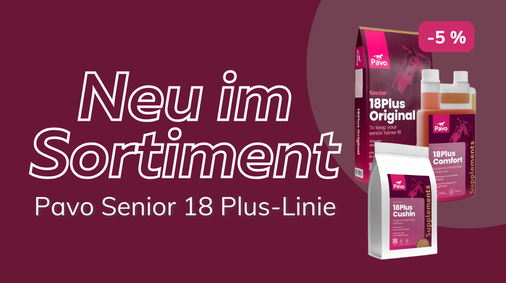 Neu im Sortiment: Pavo Senior 18 Plus-Linie Pferdefutter