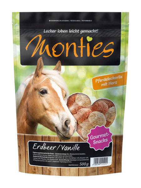 Monties Erdbeer/Vanille Snacks 500 gr.